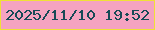 文字の大きさ：1、枠の色：f0e136、背景の色：f5a3c0、文字の色：174a57 無料ブログパーツのブログ時計