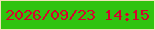 文字の大きさ：2、枠の色：f0e4b9、背景の色：30c30f、文字の色：d6022e 無料ブログパーツのブログ時計