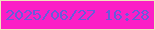 文字の大きさ：1、枠の色：f0e5bd、背景の色：fb1fc6、文字の色：685cda 無料ブログパーツのブログ時計