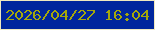 文字の大きさ：1、枠の色：f0e9bf、背景の色：00269d、文字の色：a4a70b 無料ブログパーツのブログ時計