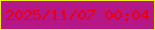 文字の大きさ：2、枠の色：f0ed1c、背景の色：b51787、文字の色：e90011 無料ブログパーツのブログ時計