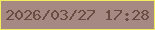 文字の大きさ：3、枠の色：f0ee5e、背景の色：a78984、文字の色：694c42 無料ブログパーツのブログ時計