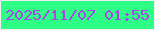 文字の大きさ：1、枠の色：f0eef2、背景の色：2efe85、文字の色：aa45e8 無料ブログパーツのブログ時計