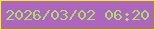 文字の大きさ：2、枠の色：f0f50b、背景の色：ad65be、文字の色：abdc6c 無料ブログパーツのブログ時計