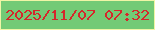 文字の大きさ：3、枠の色：f0f5a6、背景の色：73ca76、文字の色：d5272b 無料ブログパーツのブログ時計