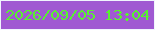 文字の大きさ：4、枠の色：f0f5fd、背景の色：a059d2、文字の色：57f230 無料ブログパーツのブログ時計