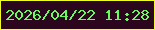 文字の大きさ：5、枠の色：f0fc23、背景の色：2b061d、文字の色：68fa60 無料ブログパーツのブログ時計