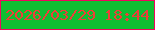 文字の大きさ：5、枠の色：f1045e、背景の色：10be32、文字の色：ef3e38 無料ブログパーツのブログ時計
