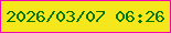 文字の大きさ：2、枠の色：f104b1、背景の色：f5e71c、文字の色：077601 無料ブログパーツのブログ時計