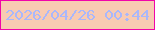 文字の大きさ：1、枠の色：f105a9、背景の色：f8cab2、文字の色：a9b7fb 無料ブログパーツのブログ時計