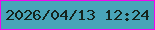 文字の大きさ：3、枠の色：f107ee、背景の色：49a4b8、文字の色：14241c 無料ブログパーツのブログ時計