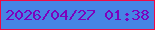 文字の大きさ：3、枠の色：f10943、背景の色：4684e4、文字の色：7d01bd 無料ブログパーツのブログ時計