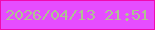 文字の大きさ：2、枠の色：f109b0、背景の色：e64dff、文字の色：aec392 無料ブログパーツのブログ時計