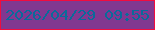 文字の大きさ：5、枠の色：f10c3f、背景の色：813890、文字の色：096b9a 無料ブログパーツのブログ時計