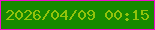文字の大きさ：2、枠の色：f10ccf、背景の色：168900、文字の色：92c30c 無料ブログパーツのブログ時計