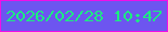 文字の大きさ：5、枠の色：f10fe7、背景の色：6d55f0、文字の色：1cec81 無料ブログパーツのブログ時計