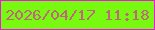 文字の大きさ：1、枠の色：f10fec、背景の色：77fa0f、文字の色：c0667c 無料ブログパーツのブログ時計