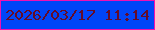 文字の大きさ：4、枠の色：f110b1、背景の色：0045f7、文字の色：640b29 無料ブログパーツのブログ時計