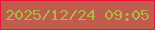 文字の大きさ：2、枠の色：f11237、背景の色：bf5c4e、文字の色：acba41 無料ブログパーツのブログ時計