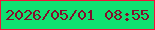 文字の大きさ：5、枠の色：f11339、背景の色：0fe171、文字の色：850b2c 無料ブログパーツのブログ時計
