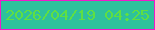 文字の大きさ：5、枠の色：f118cb、背景の色：2ec19c、文字の色：5fdf42 無料ブログパーツのブログ時計