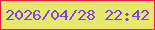 文字の大きさ：5、枠の色：f11e3a、背景の色：e6e96b、文字の色：7d42e9 無料ブログパーツのブログ時計