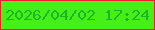 文字の大きさ：1、枠の色：f11f29、背景の色：44ef1a、文字の色：1bb722 無料ブログパーツのブログ時計
