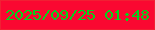 文字の大きさ：3、枠の色：f12033、背景の色：fa0831、文字の色：04d31d 無料ブログパーツのブログ時計