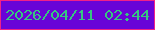 文字の大きさ：5、枠の色：f12187、背景の色：6904d7、文字の色：36c680 無料ブログパーツのブログ時計