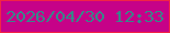 文字の大きさ：1、枠の色：f12445、背景の色：c60288、文字の色：38868a 無料ブログパーツのブログ時計