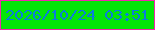 文字の大きさ：4、枠の色：f126ad、背景の色：03e607、文字の色：0a7ddb 無料ブログパーツのブログ時計