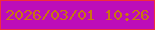 文字の大きさ：1、枠の色：f12d3d、背景の色：bd0db9、文字の色：c97510 無料ブログパーツのブログ時計