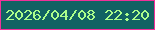 文字の大きさ：2、枠の色：f1309a、背景の色：126263、文字の色：acfe8b 無料ブログパーツのブログ時計