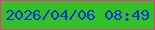 文字の大きさ：1、枠の色：f1338e、背景の色：34c127、文字の色：0637d6 無料ブログパーツのブログ時計