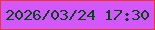 文字の大きさ：4、枠の色：f1342e、背景の色：d258fb、文字の色：064614 無料ブログパーツのブログ時計