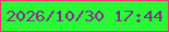 文字の大きさ：1、枠の色：f13571、背景の色：29f836、文字の色：862c8c 無料ブログパーツのブログ時計
