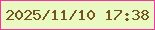 文字の大きさ：2、枠の色：f135a4、背景の色：e9f9c1、文字の色：74531c 無料ブログパーツのブログ時計