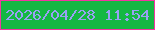 文字の大きさ：5、枠の色：f136a2、背景の色：14b843、文字の色：99a1f4 無料ブログパーツのブログ時計