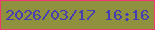 文字の大きさ：2、枠の色：f13873、背景の色：90913e、文字の色：453eb3 無料ブログパーツのブログ時計