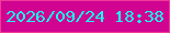 文字の大きさ：1、枠の色：f13a98、背景の色：d00491、文字の色：18f9f2 無料ブログパーツのブログ時計