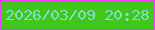 文字の大きさ：4、枠の色：f13bfd、背景の色：40c71c、文字の色：89d9ce 無料ブログパーツのブログ時計