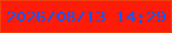 文字の大きさ：1、枠の色：f13e09、背景の色：fe1b08、文字の色：1257f9 無料ブログパーツのブログ時計