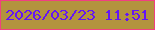 文字の大きさ：5、枠の色：f13f81、背景の色：b3933e、文字の色：6415f5 無料ブログパーツのブログ時計