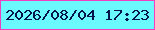 文字の大きさ：4、枠の色：f13fc1、背景の色：6afafe、文字の色：04164c 無料ブログパーツのブログ時計