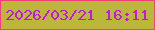 文字の大きさ：5、枠の色：f1417b、背景の色：bbb73b、文字の色：c912e8 無料ブログパーツのブログ時計