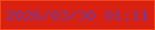 文字の大きさ：5、枠の色：f14718、背景の色：d92111、文字の色：753a9b 無料ブログパーツのブログ時計