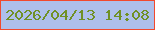 文字の大きさ：5、枠の色：f1492f、背景の色：aebfeb、文字の色：709025 無料ブログパーツのブログ時計