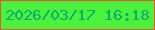 文字の大きさ：2、枠の色：f14f3c、背景の色：4bf23b、文字の色：0fa972 無料ブログパーツのブログ時計