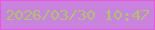 文字の大きさ：5、枠の色：f153df、背景の色：c883de、文字の色：afc565 無料ブログパーツのブログ時計