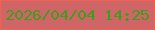 文字の大きさ：1、枠の色：f1614d、背景の色：cf6567、文字の色：3c9e1c 無料ブログパーツのブログ時計